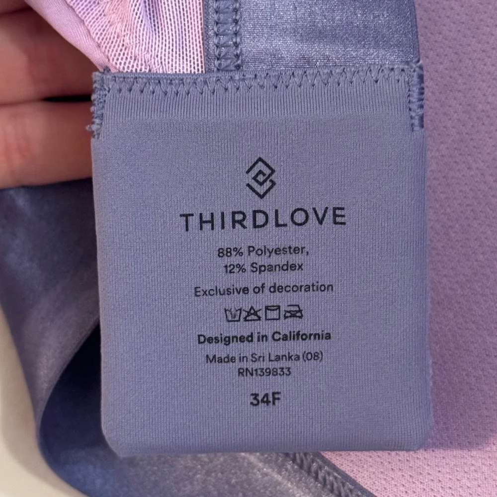 ThirdLove Kinetic Sports Bra 34F Lavender Purple High Impact Racerback